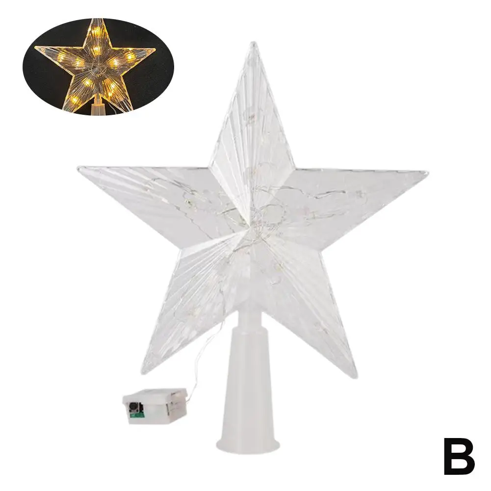 15cm árvore de natal estrela superior com luzes decoração do jardim de natal decorações de festa pátio diy árvore de natal supplie b2r3