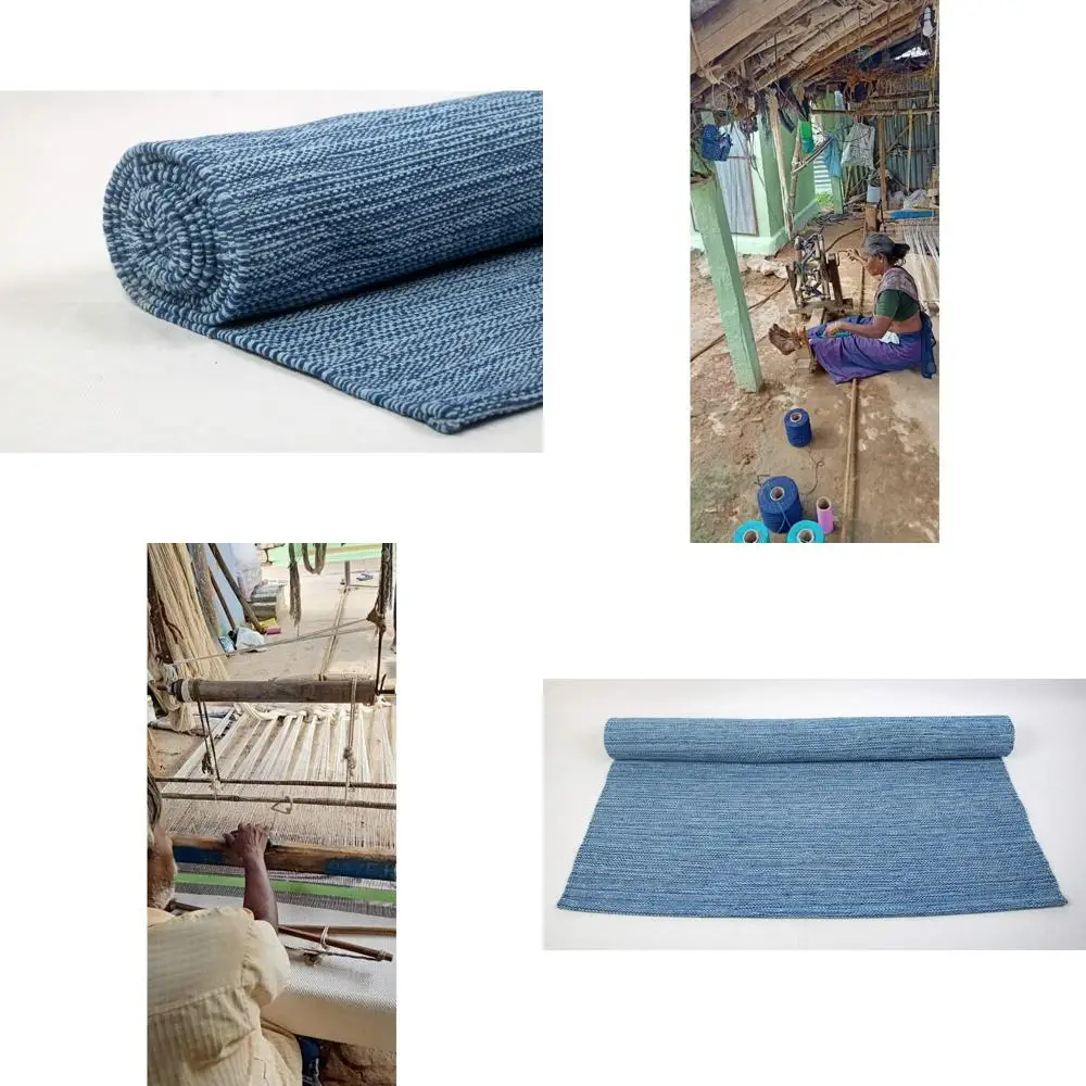 سجادة يوجا من القطن العضوي - مصنوعة يدويًا وغير سامة وخالية من المواد الكيميائية للتمرين والتمارين والعافية