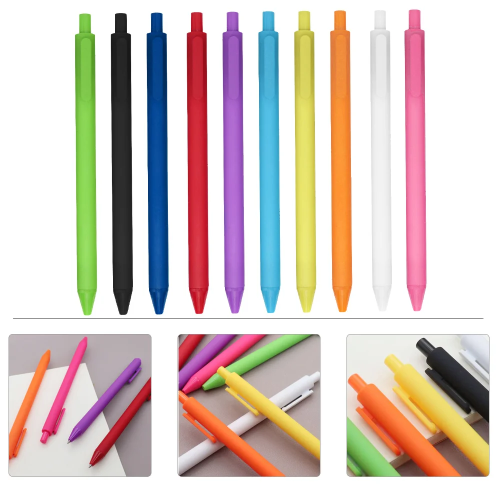 

10Pcs Colorful Press Type Gel Pens for Students Office School Writing Make Notes Pen Kawaii Pens Press Type Sign Pen