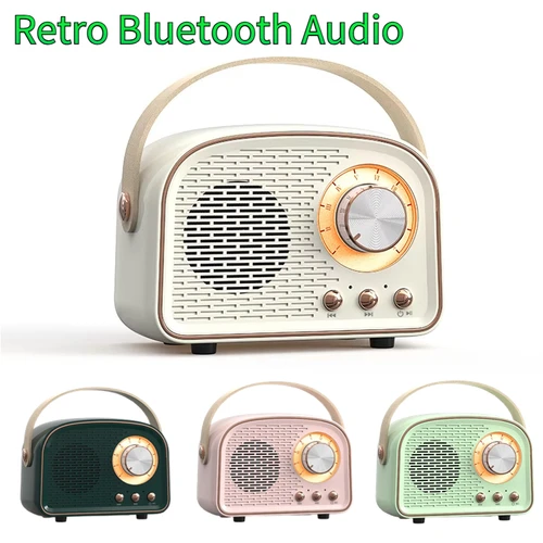 Imagen 1 del producto Altavoz Retro compatible con Bluetooth, minialtavoz bonito con Radio FM, altavoz inalámbrico con reproductor de música TWS, estéreo Hifi, TF, USB