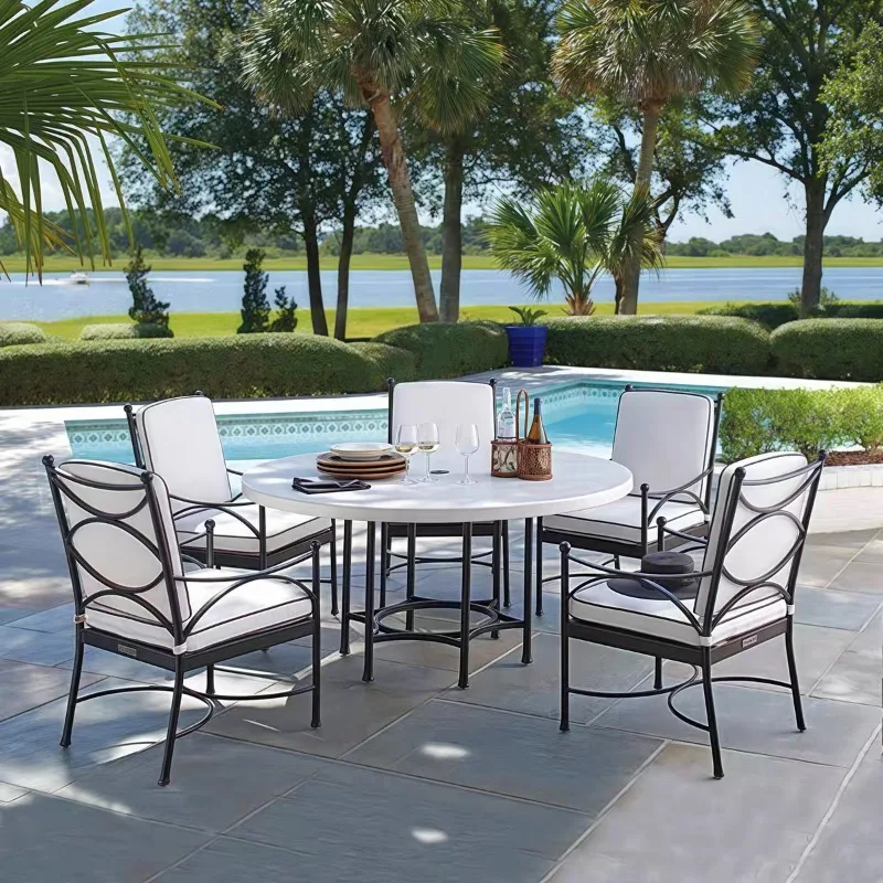 Modern simple wrought iron dining chair high-end outdoor courtyard furniture model room hotel villa garden leisure chair bar cha