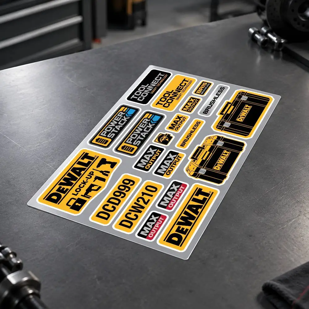 D-DEWALT Motorcycle Sticker Set Reflective Decals For Helmet Fuel Tank Fairing Body Custom Bike Graphics Kit