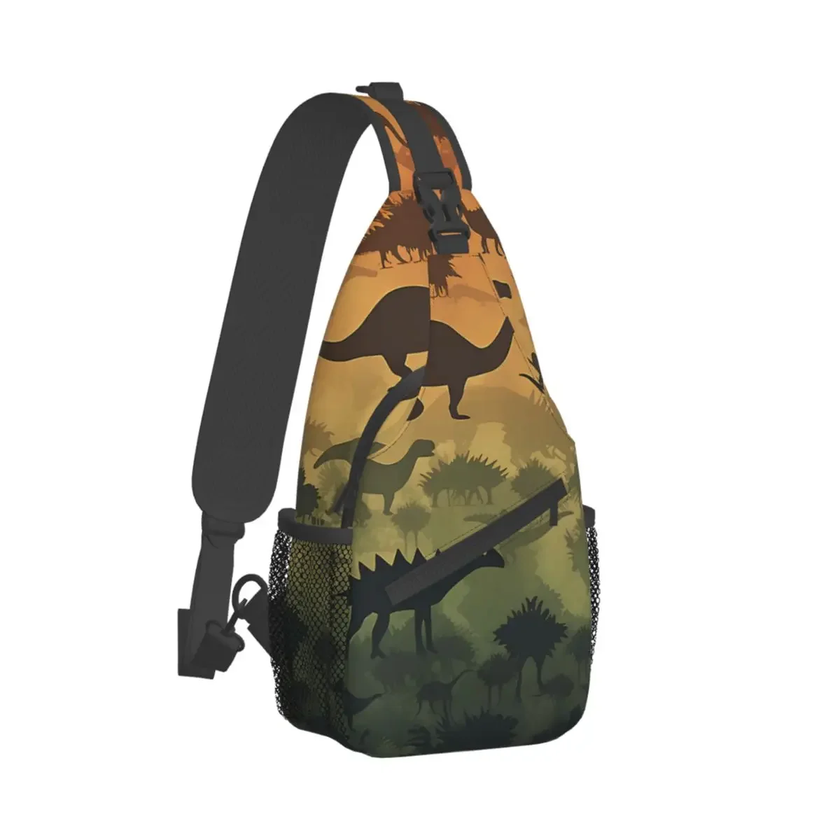 Dinosaur Crossbody Bag Sports Organic Dino Silhouettes A Textured Repeating Chest Bag Unisex Women Man Shoulder Backpacks Travel