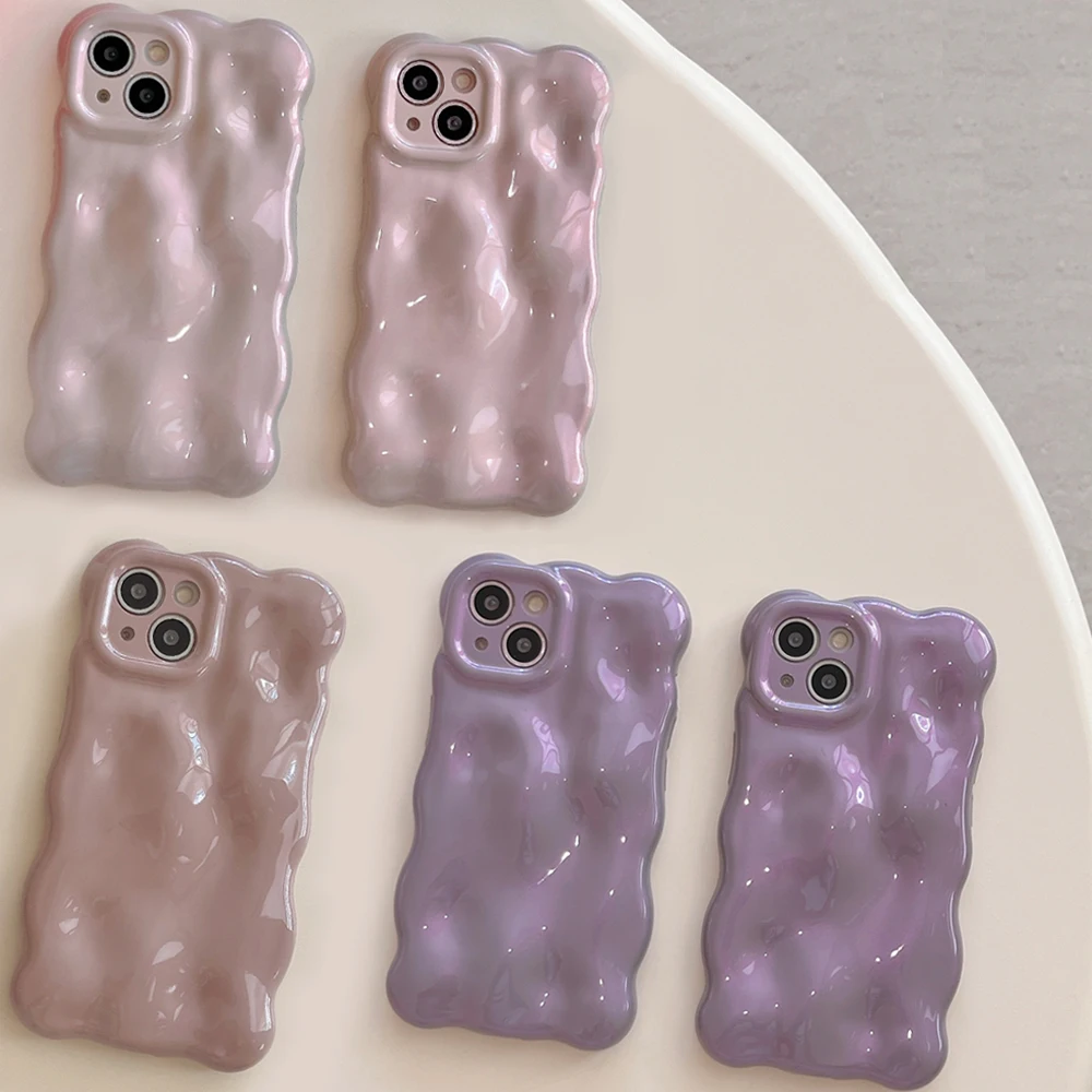 3D-Meteoriten-Glitzerpulver, weiche TPU-Handyhülle für iPhone 11, 12, 13, 14, 15 Pro Max, Anti-Drop-Wellen-Wasserwellen, reine Farbabdeckung