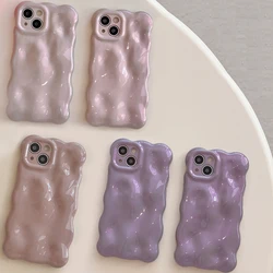 3D Meteorite Glitter Powder Soft TPU Phone Case for iPhone 11 12 13 14 15 Pro Max Anti-drop Wave Water Ripples Pure Color Cover