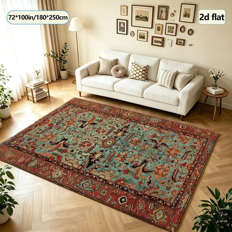 Vintage Oriental Tribal Carpet Floor Decorations Antique Square Carpet Suitable for Bedroom Living Room Vintage Home Floor Decor