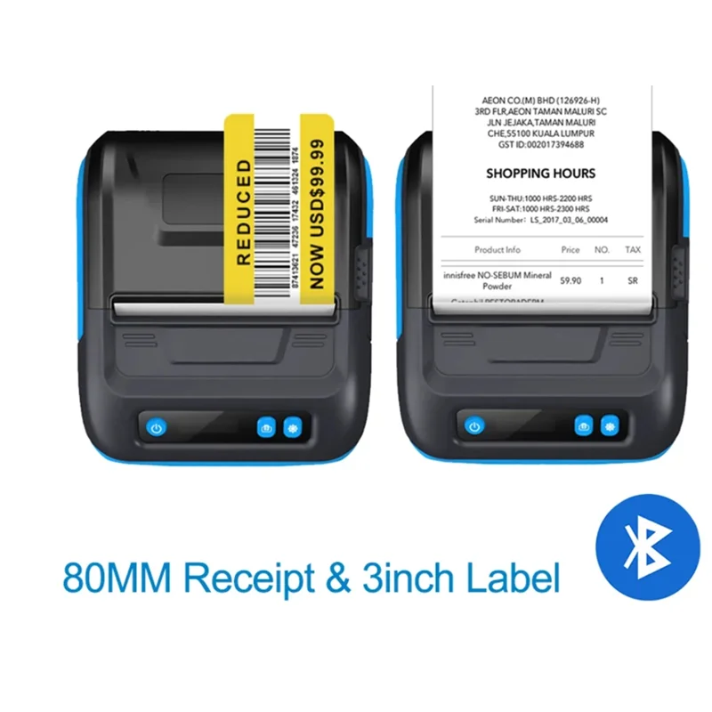 Superieure draagbare draagbare printer P29L Bluetooth thermische barcodeprinter voor 80 mm thermische bonnen