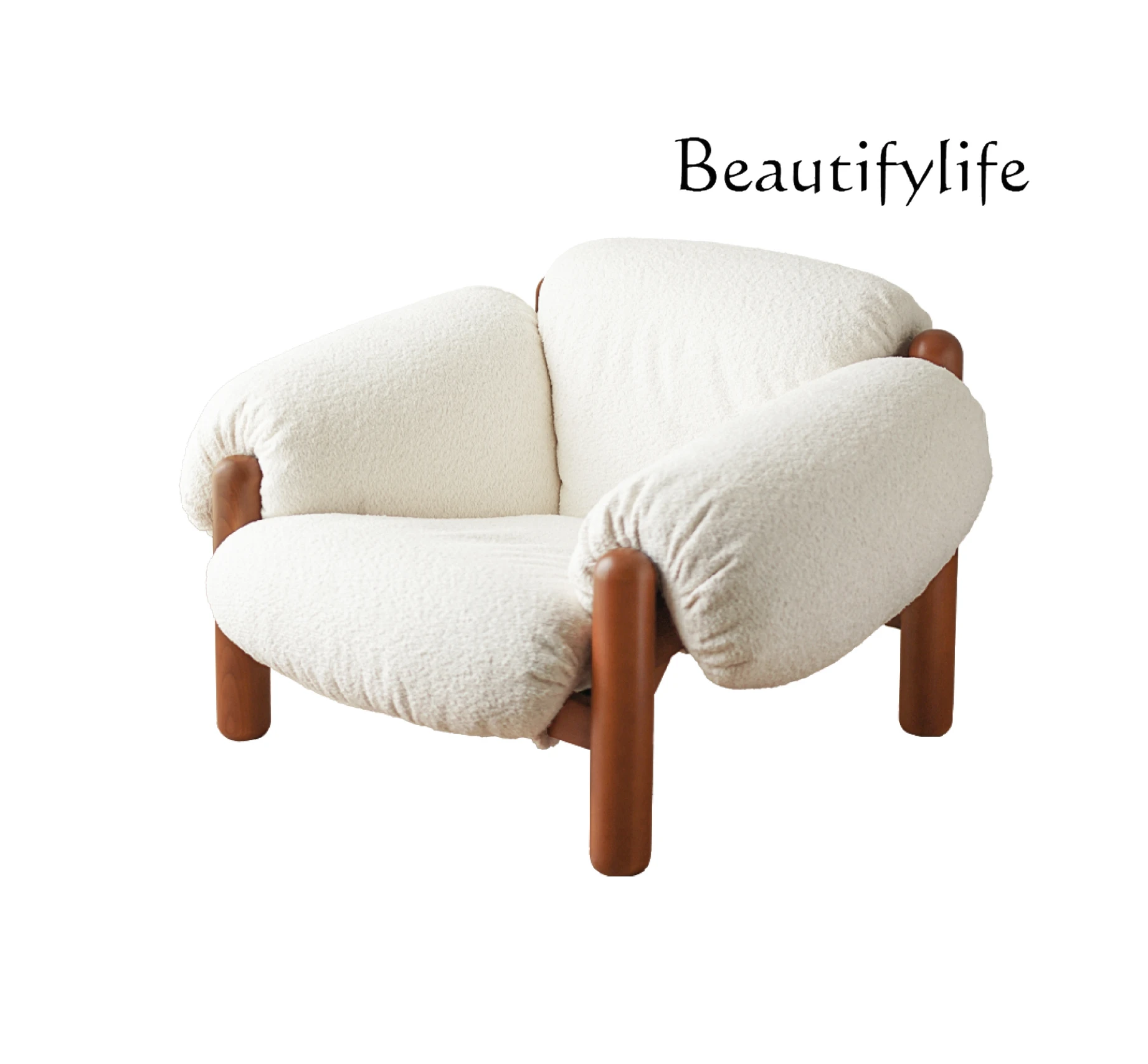 

Japanese Cream Style Couch Modern Minimalist Solid Wood Fabric Chair