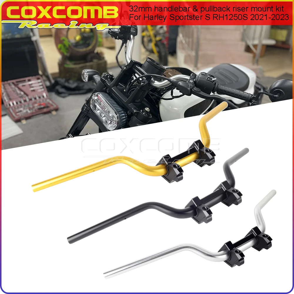 

RH1250S Handlebar Riser Kit Tapered Fatbar 1.25" Handle Bar 32mm Pullback Riser For Harley Sportster S 1250 RH1250 2021-2023