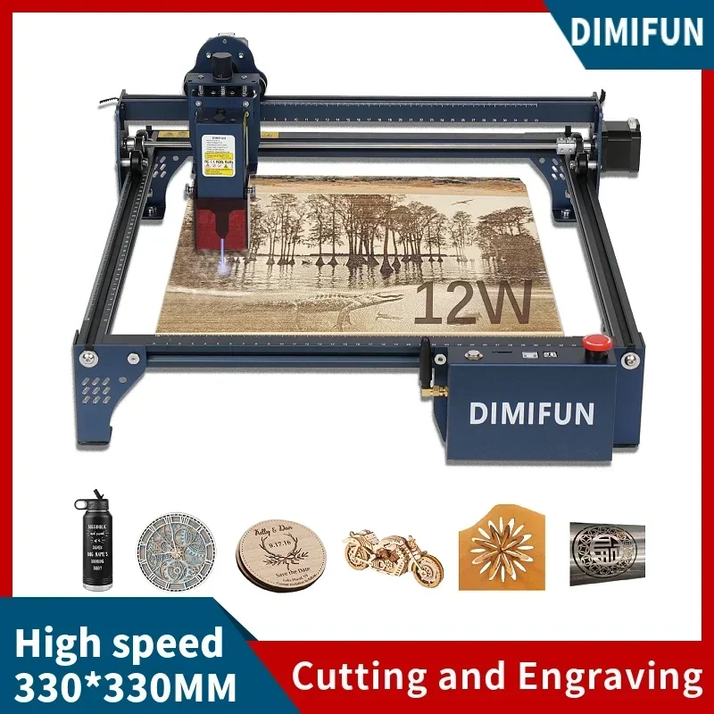 DIMIFUN DM6 12W Laser Engraver Cutter For Beginners 12000mm/min 60W DIY KIT Phone Connect Woodworking Metal Engraving Machine