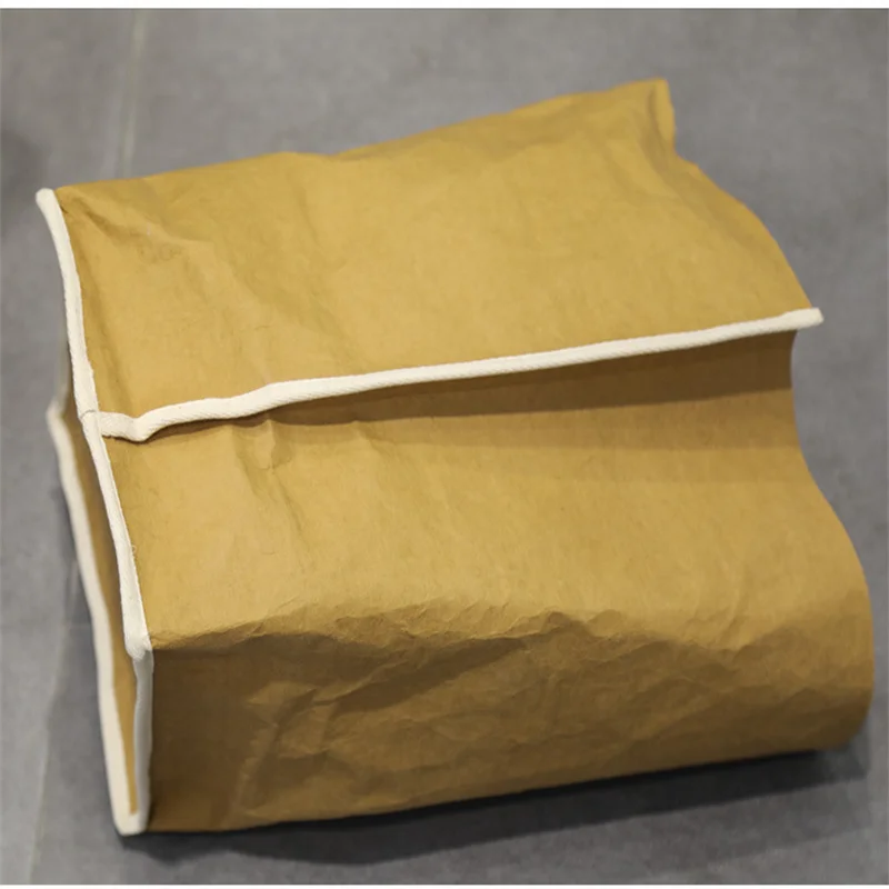 1 قطعة كيس ورقي سميك من جلد البقر صديق للبيئة قابل للطي وقابل للغسل حقيبة تخزين منزلية للنباتات والفواكه والخضروات