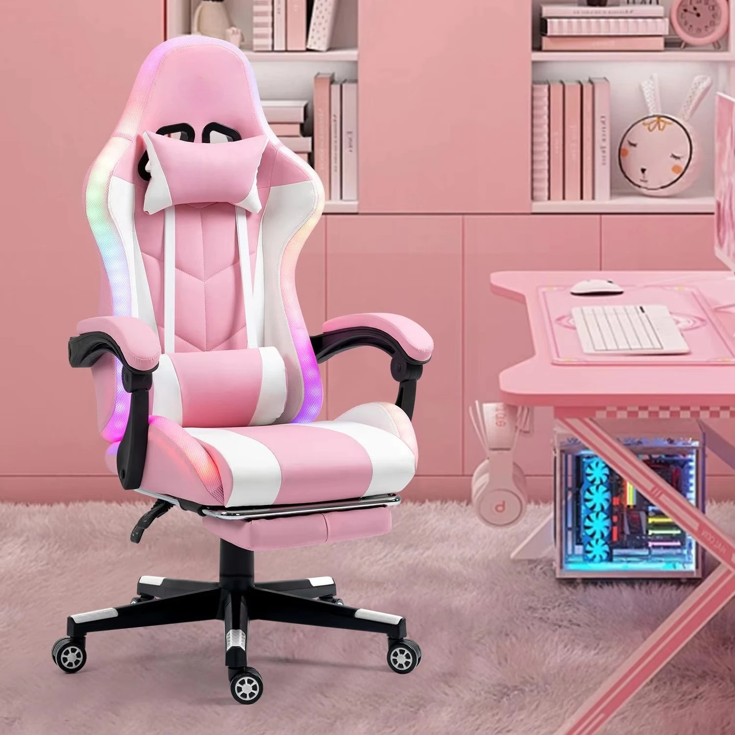 Footstool and Massage Function Hot Selling Computer Simulator Racing Chair Game Chair Katie cat Adjustable Game Chair