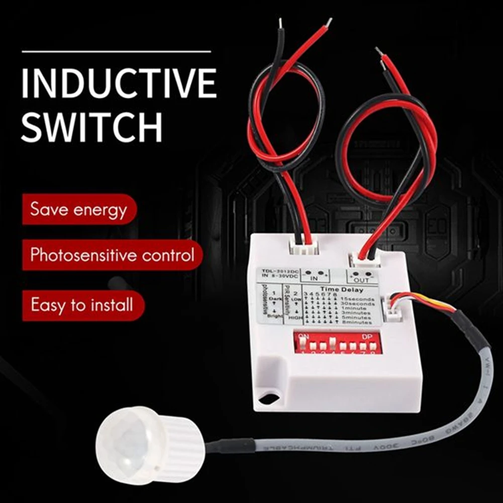 AED7-12V 24V PIR Motion Sensor Switch IR Infrared Human Induction Time Delay Relay Switch Corridor LED Light Timer Switch