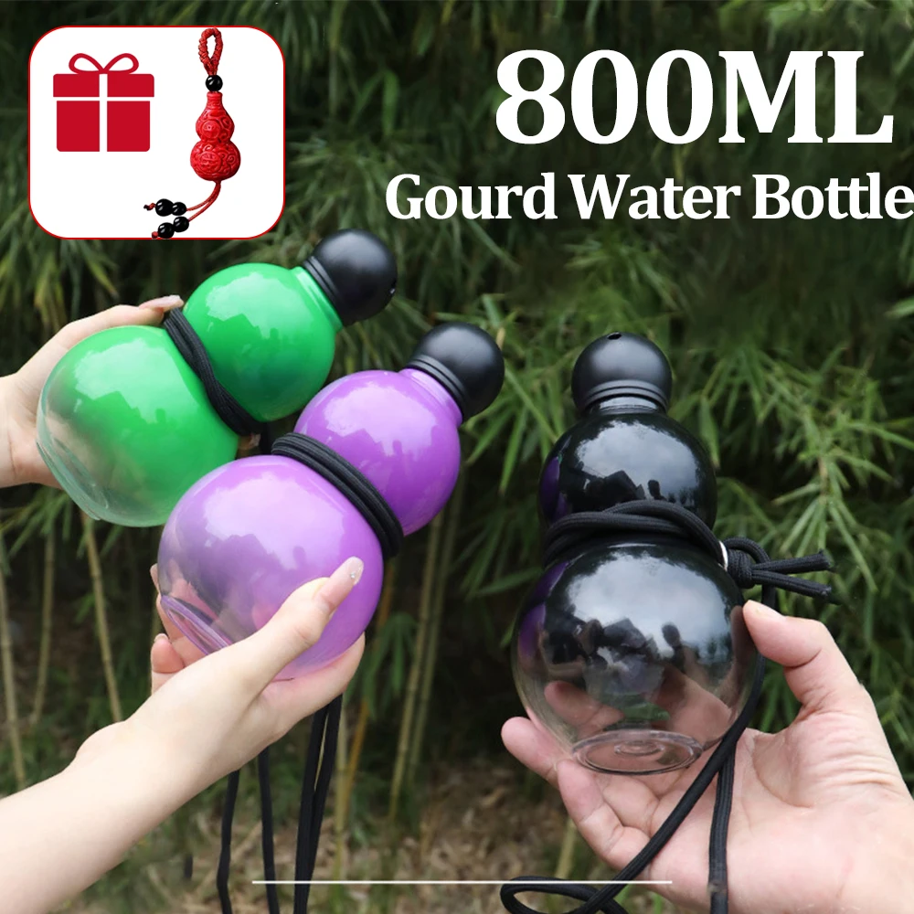 New Chinese Retro-Inspired Gourd Water Bottle 800ML Large Capacity Wine Bottle PC Durable Water Kettle Sports Black Myth Wukong