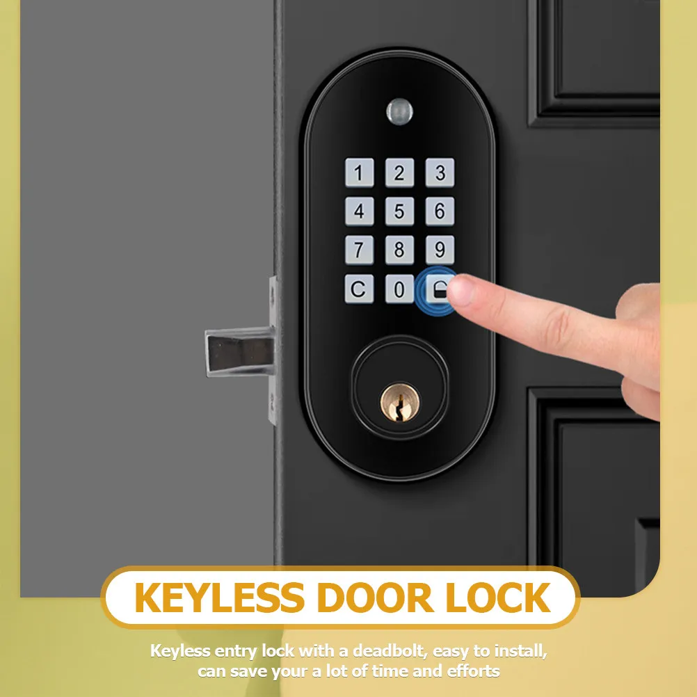 1Set Keyless Door Lock with Keypad Deadbolt Electronic Entry for Front Door Dual Authentication Fast Install Secure ABS Copper