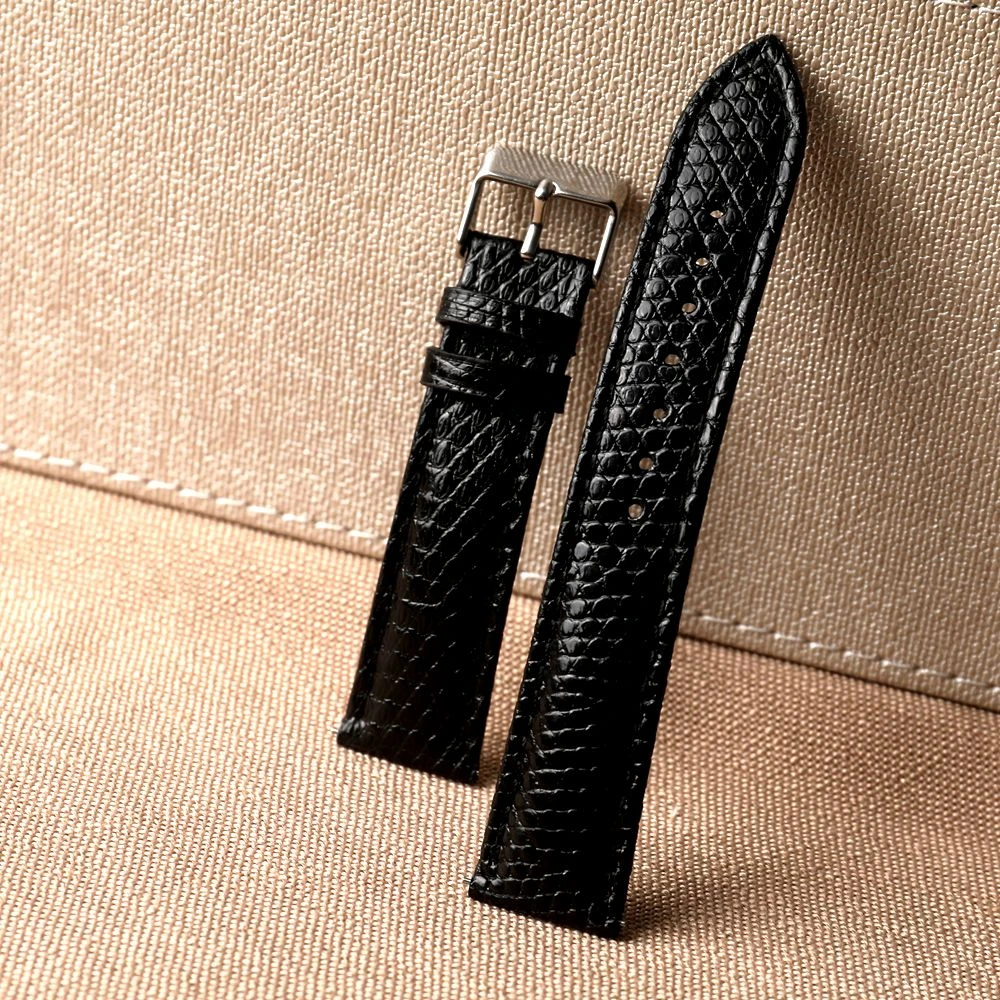 Handmade Leather Watchband, 18MM 20MM 22MM lizard Skin Quick Release, Soft Leather Strap, Black Men, Luxury leather