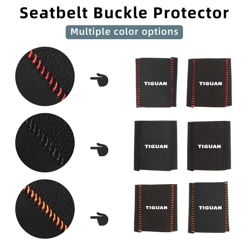 Leather Car Seat Belt Clip Protector Seatbelt Buckle Plug Cover For VW Tiguan Passat Golf Scirocco Jetta T-ROC Touareg Touran