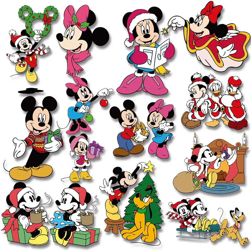 

Christmas Mickey Stickers on Clothes Patches for Kids Clothing Jacket Thermal Transfers Decals Patch