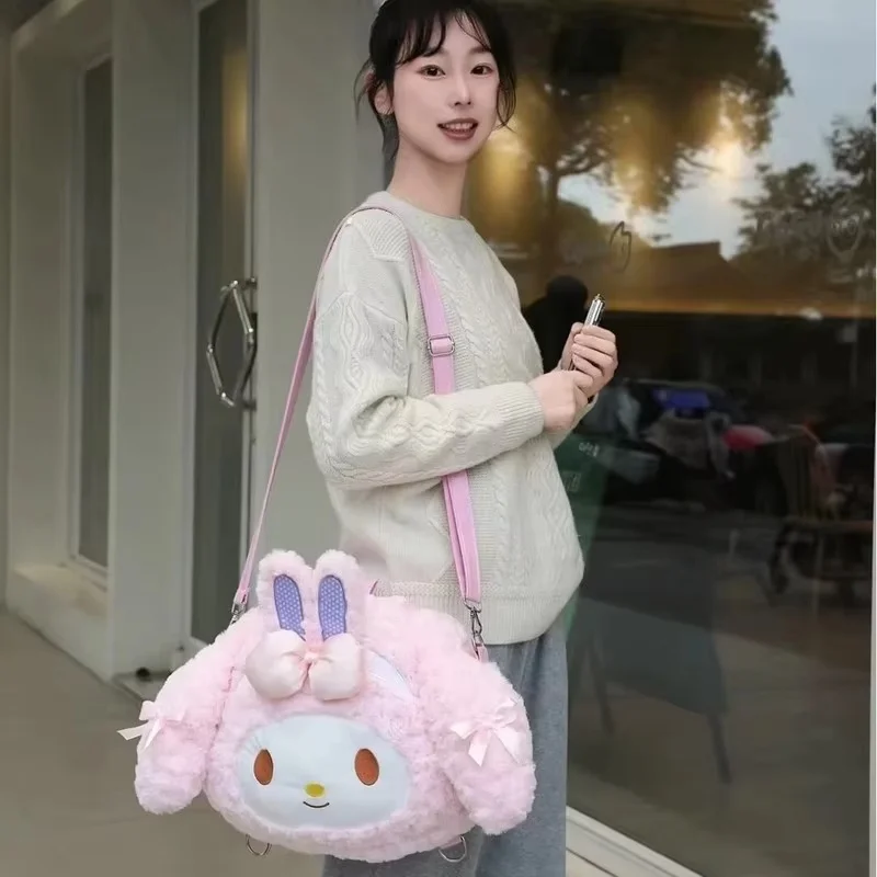 新しいかわいい漫画ぬいぐるみ大容量クロスボディバッグピンクガールハート多機能ポータブルハンドバッグバックパック