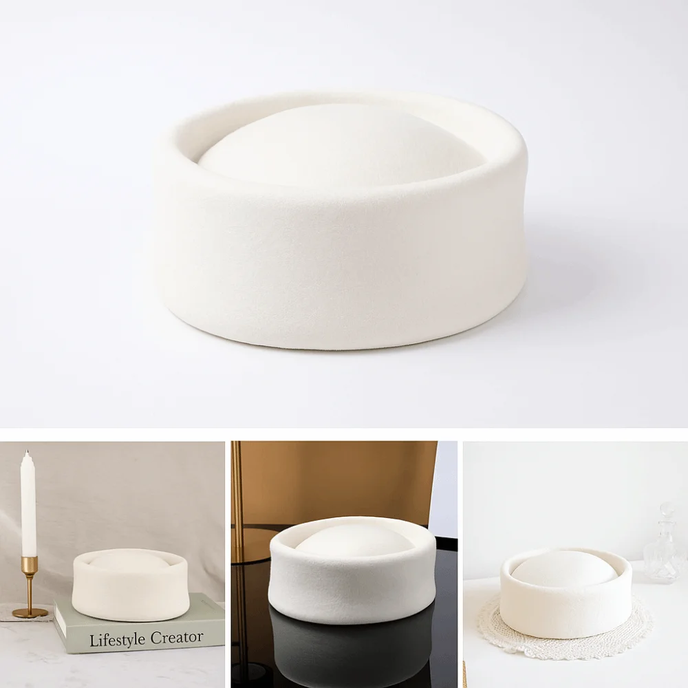 

Новые шерстяные фетровые береты с жестким верхом, вогнутый топ, британские ретро винтажные шляпы-федоры, свадебные шляпы-волшебники, свадебные шляпы