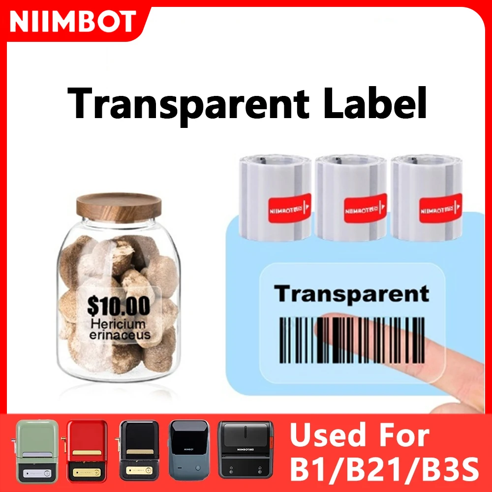 Niimbot Transparent Stickers Label Printer Stickers Portable Printer Thermal Label Waterproof Stickers Fast Printing For B1/B21