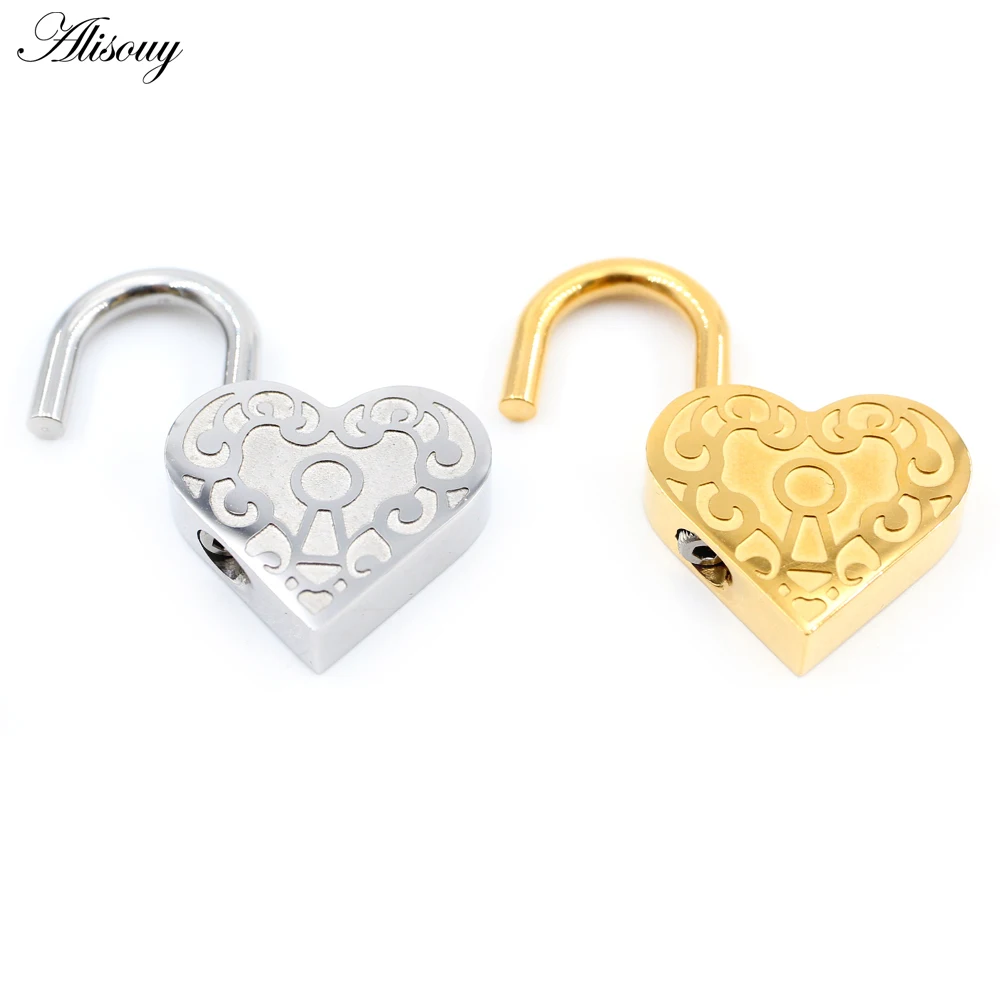 Alisouy 1PC Stainless Steel Love Heart Lock Ear Weights Expander Stretcher Plugs Buckle Gauges Earrings Body Piercing Jewelry