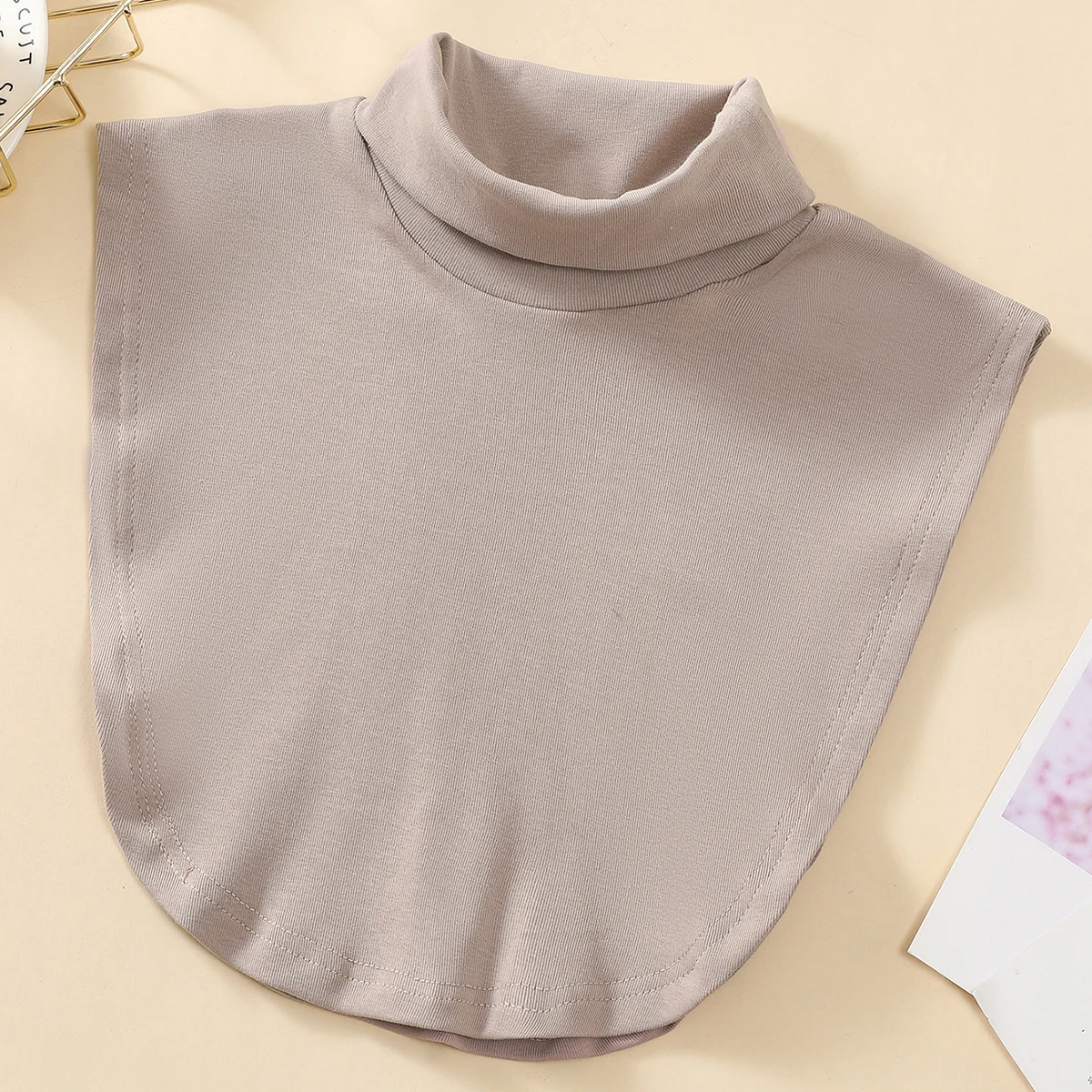 Knitted High Neck Fake Collar Women's Fashionable and Versatile Warm Neck Protection Scarf Elastic Jersey Turtleneck