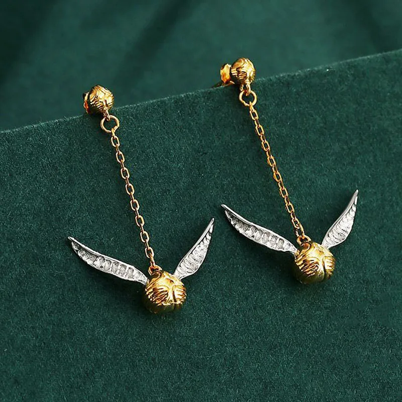 Golden Snitch Earrings Quidditch Dangle Earrings Gryffindor Hogwarts Jewelry Accessories Magic School Earrings Kids Gifts