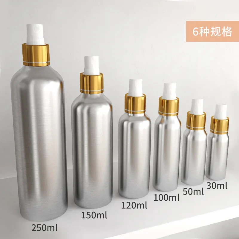 

Aluminum Bottle for spray , shampoo , olive oil ,cosmetics packaging，Empty Metal Lotion Bottle with Silver Pump Gold Pump Bottle
