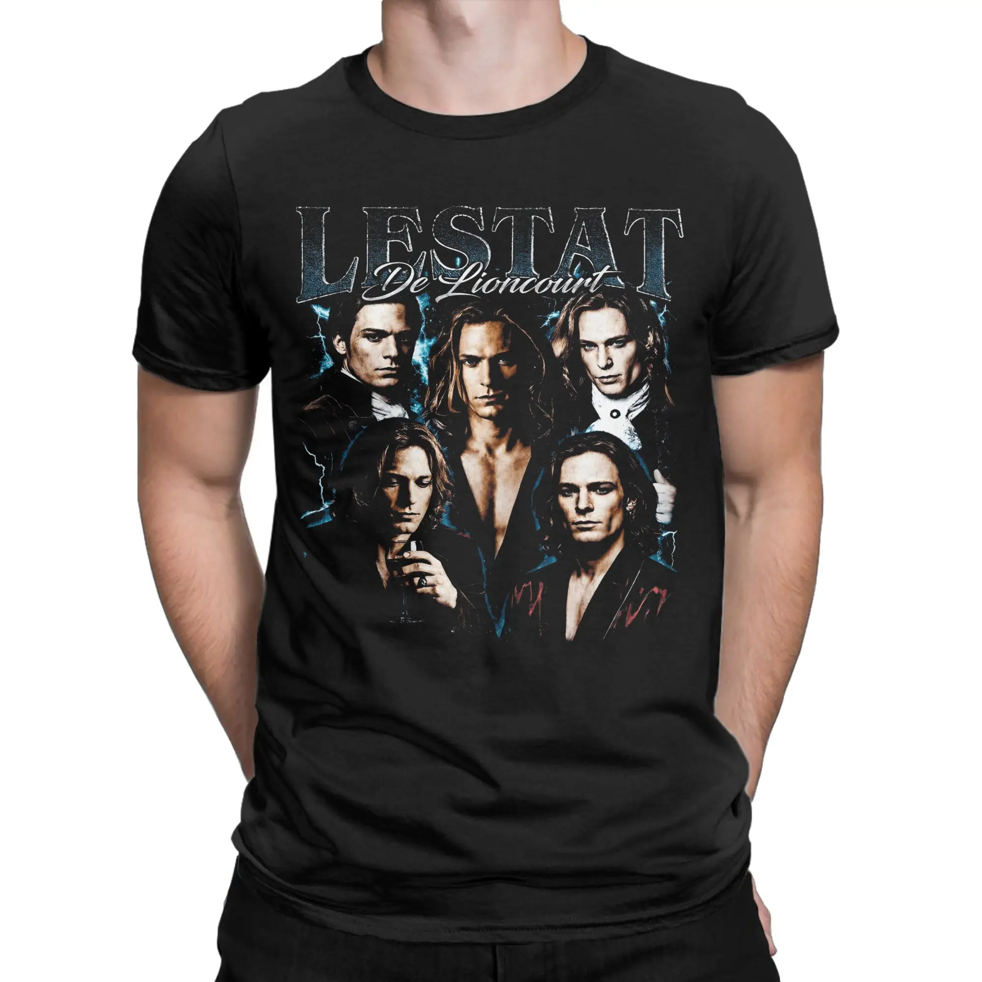 Lestat De Lioncourt Vampire Collage T Shirt for Men 100% Cotton Humorous T-Shirts O Neck  Tees Short Sleeve Clothing Printed