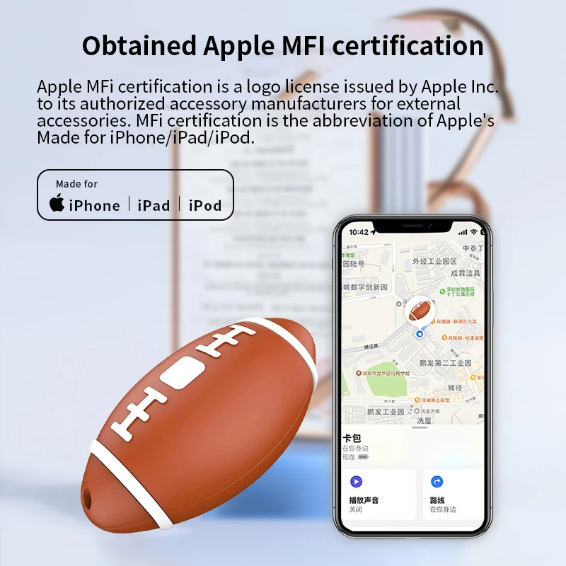 Smart Rugby Anti-lost Find My Keys Bag Wallet Air-Tag With MFi Certificate Global Real-Time Positioning Tracker For IOS Device