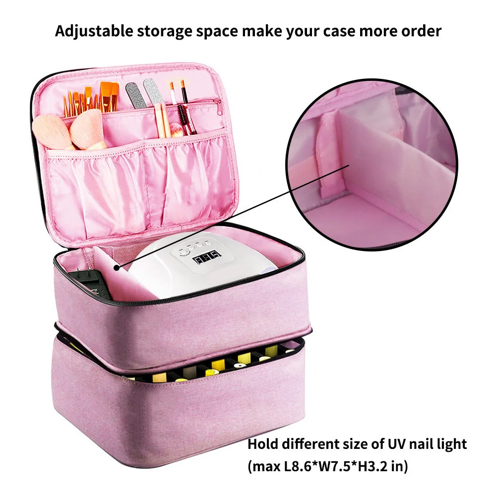 Bolsa de armazenamento de maquiagem leve, grande capacidade, organizador portátil, bolsa de higiene pessoal para mulheres, suprimentos para arte em unhas