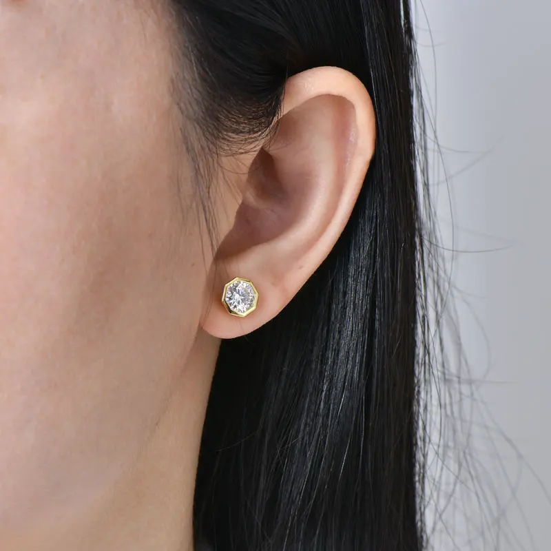 IOGOU 1CT D مويسانيتي سوليتير زوجين القرط مربط 925 فضة بوليغو أقراط للنساء الرجال مع شهادة مجوهرات