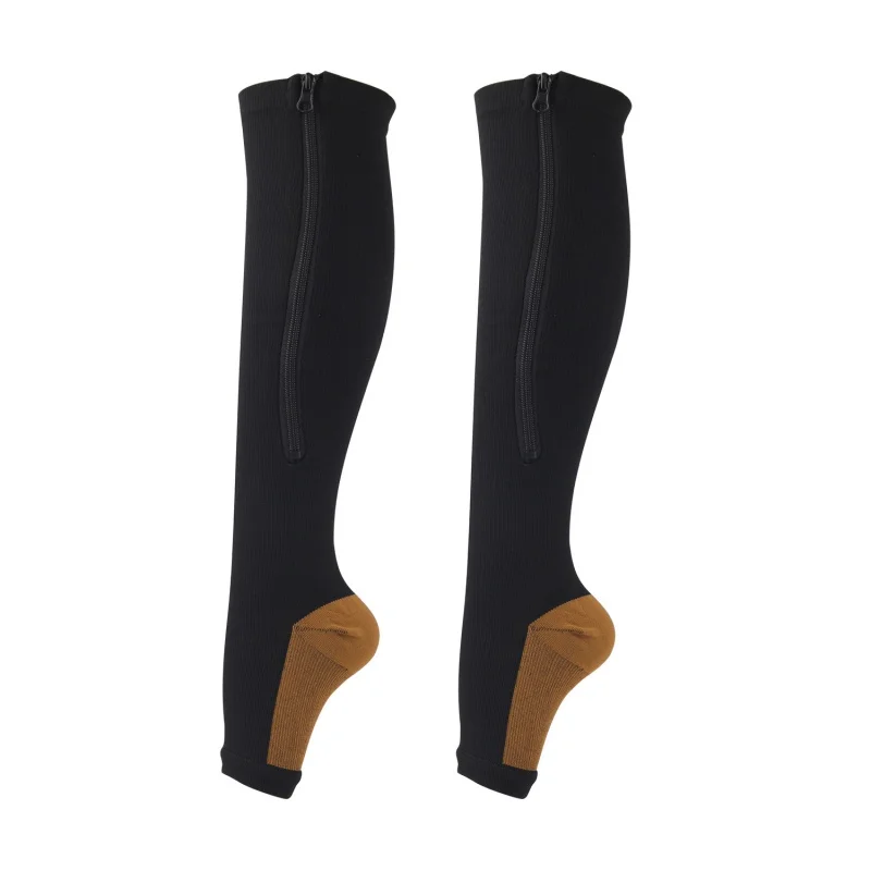 

Women Compression Stockings Open Toe Zipper Stretchy Calf Socks Sleeping Beauty Leg Prevent Varicose Veins Socks Leg Sleeves