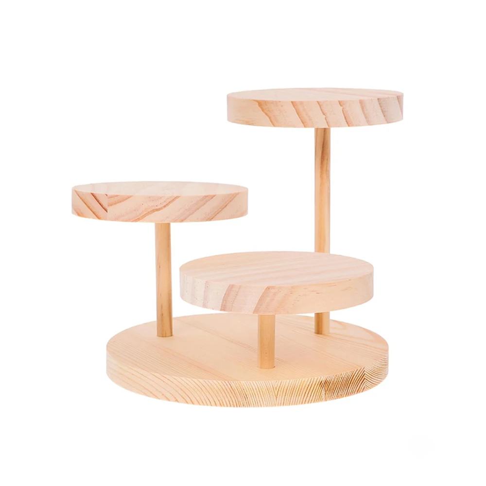 

3 Layers Wooden Display Stand Riser Removable Holder Organizers Doll Clay Figurine Shelf Makeup Storage Accessories Gift