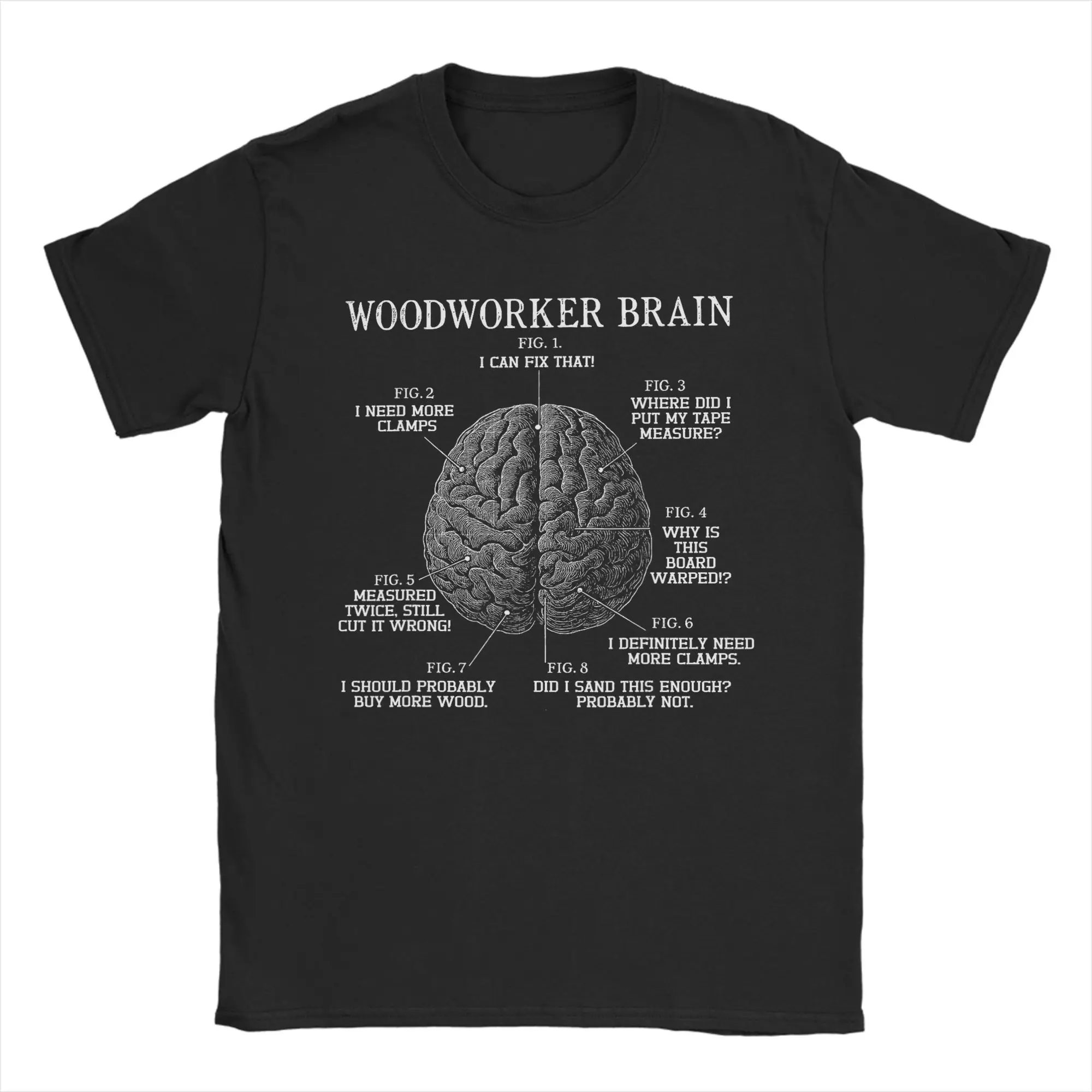 Men T-Shirts Woodworker Brain Funny Woodworking Vintage Pure Cotton Tees Short Sleeve  T Shirt O Neck Tops Gift