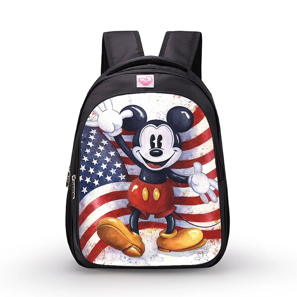 

14 inch Disney Mickey Minnie Mouse Backpack Cartoon Kindergarten Backpacks Boys Girls Children School Bags Kids Book Bag Gift