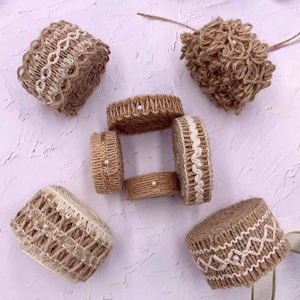 2 Meters Natural Jute Burlap Ribbon for Diy Gift Warrping Hemp Vintage Ribbons Festival Decoration Party Crafts Christmas Tree