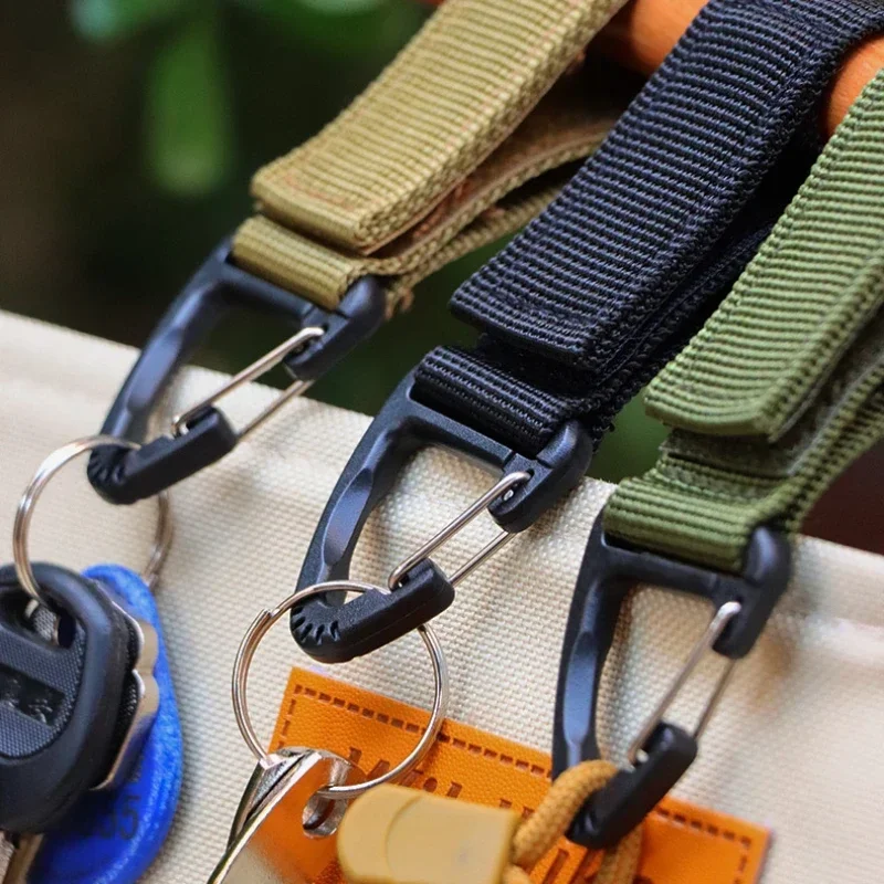 Outdoor Camping Carabiner Nylon Molle Tactical Backpack Key Hook Webbing Buckle System Belt Buckle Hanging Climbing Accessory