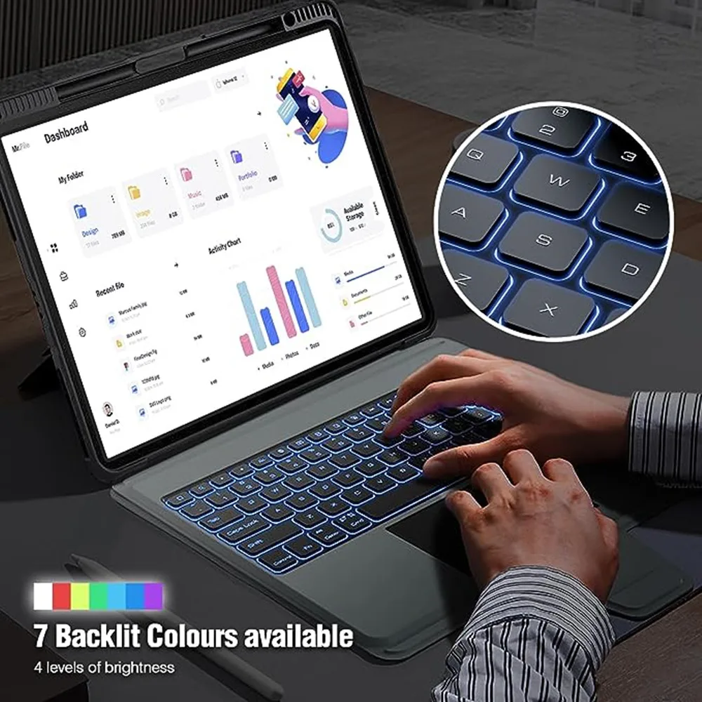 Imagem -02 - Capa de Teclado Magnético para Ipad Pro 13 m4 Air 11 2024 Nillkin Destacável Backlight Ipad Capa Multi-toque para Ipad Pro 11 Polegadas