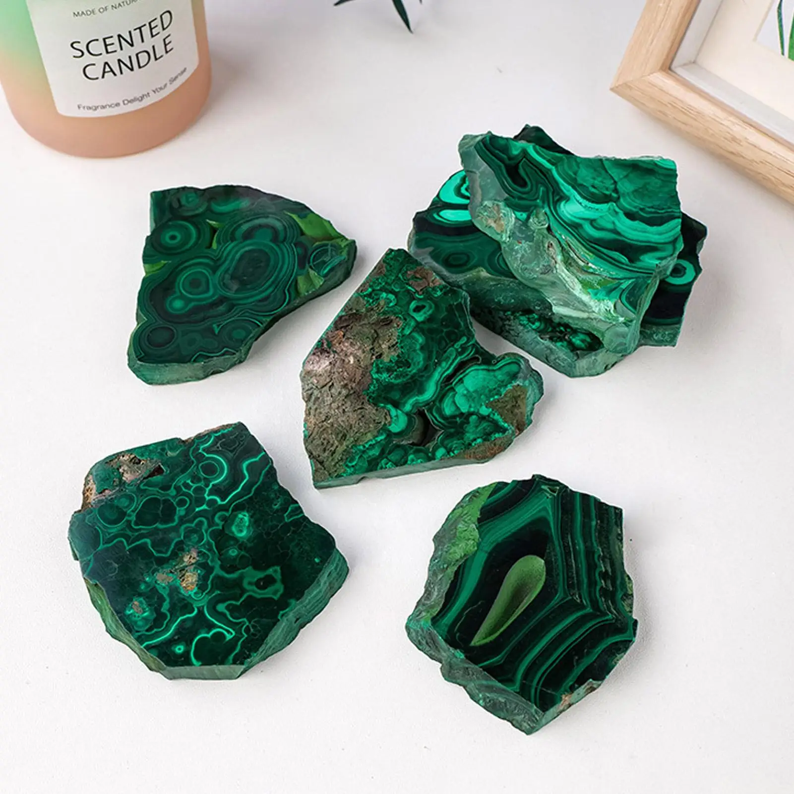 1pcs Natural Crystal Green Eyes Malachite Raw Stone Healing Stone Divination Slab Mineral Specimen Home Ornament Decoration