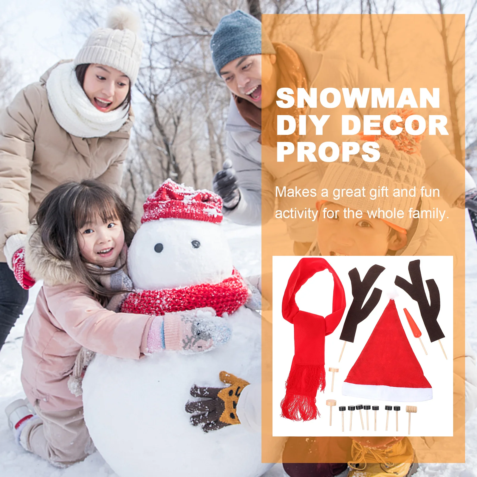 

1 set 1 Set Snowman Dressing Props Christmas Diy Decor Kit For Reusable Holiday Outdoor Party Decoration Accessories