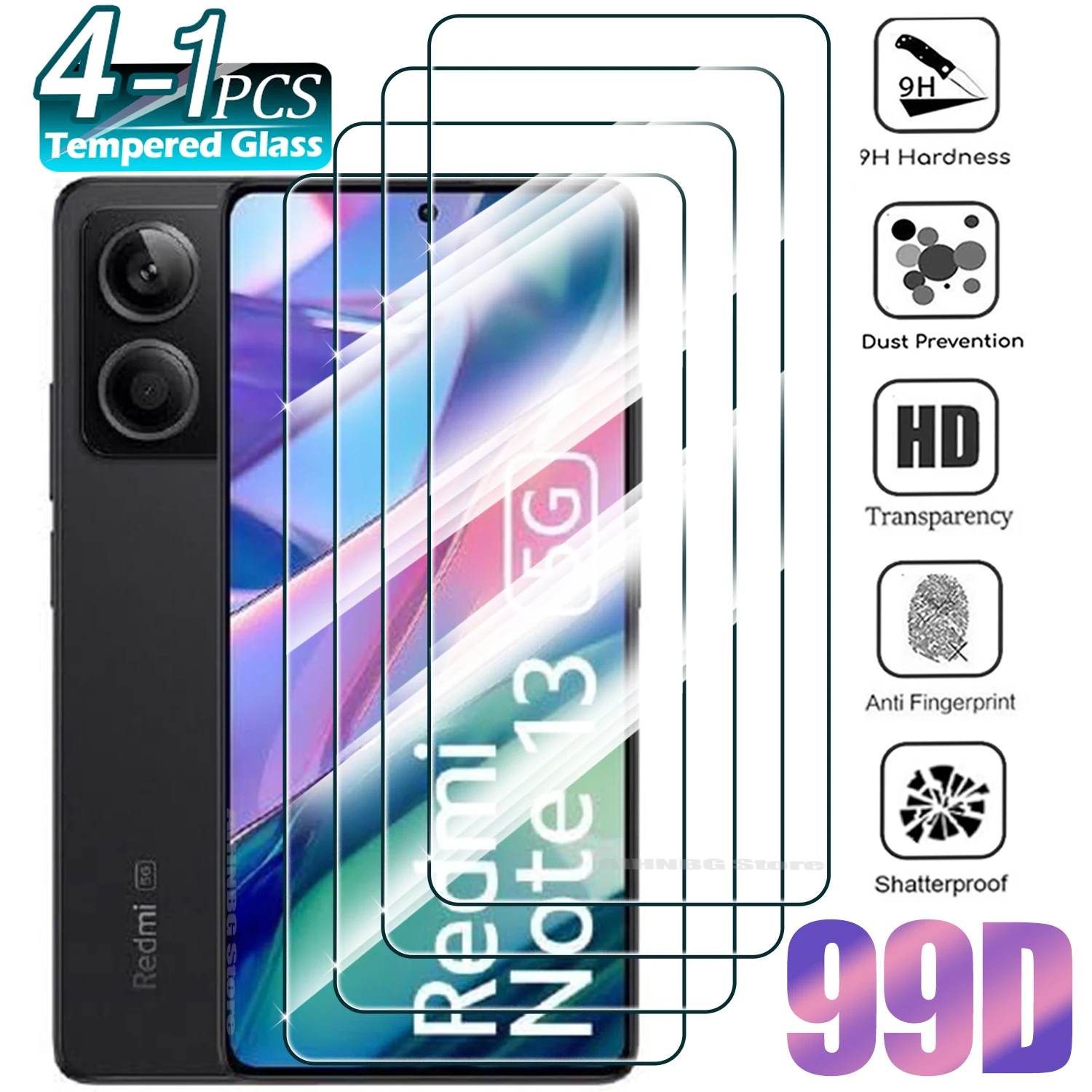 1-4Pcs Tempered Glass For Xiaomi Redmi Note 13 Pro 4G 5G 13Pro Screen Protectors Protective Glass Film