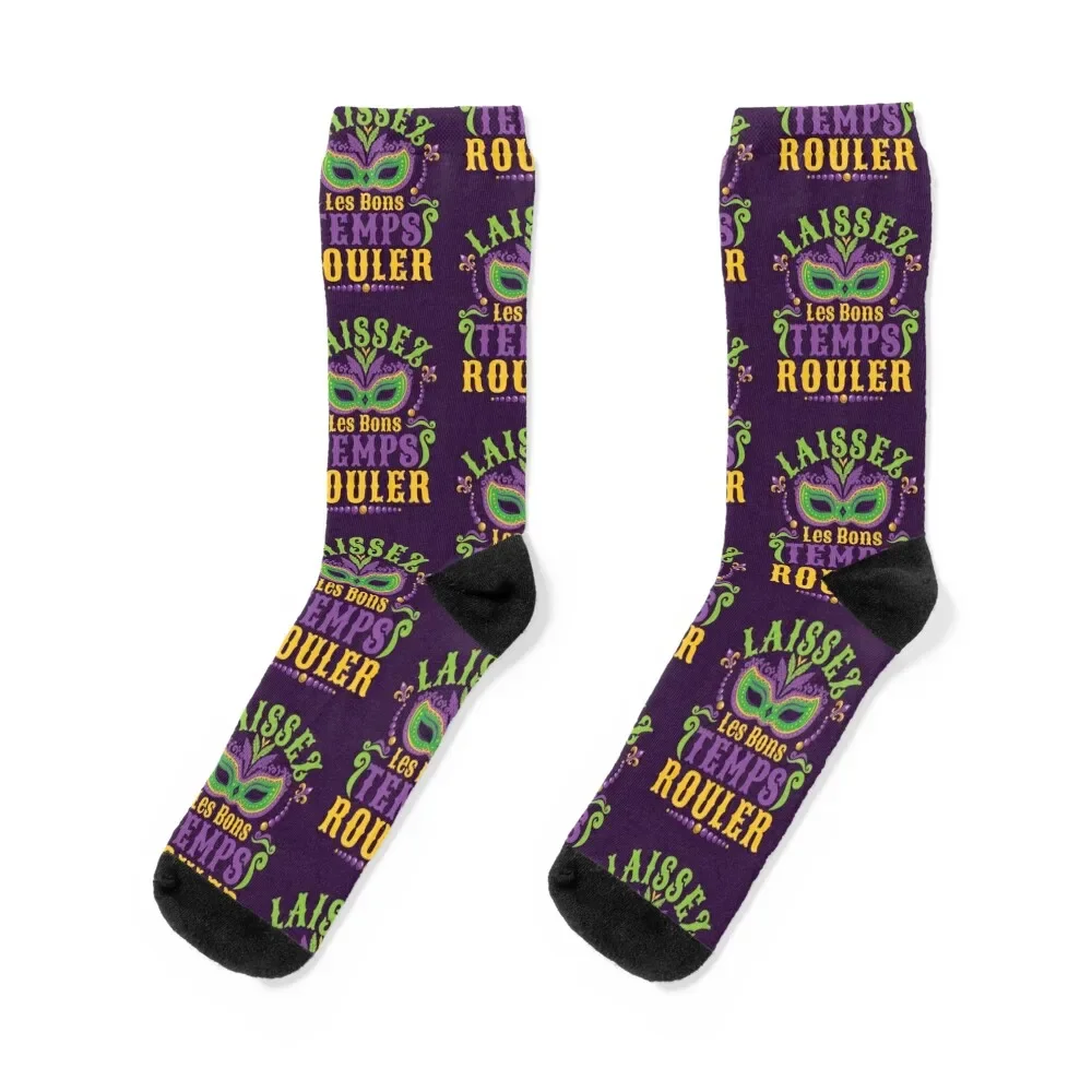 

Laissez Les Bons Temps Rouler Mardi Gras Let The Good Times Roll Socks floor shoes Socks Men Women's