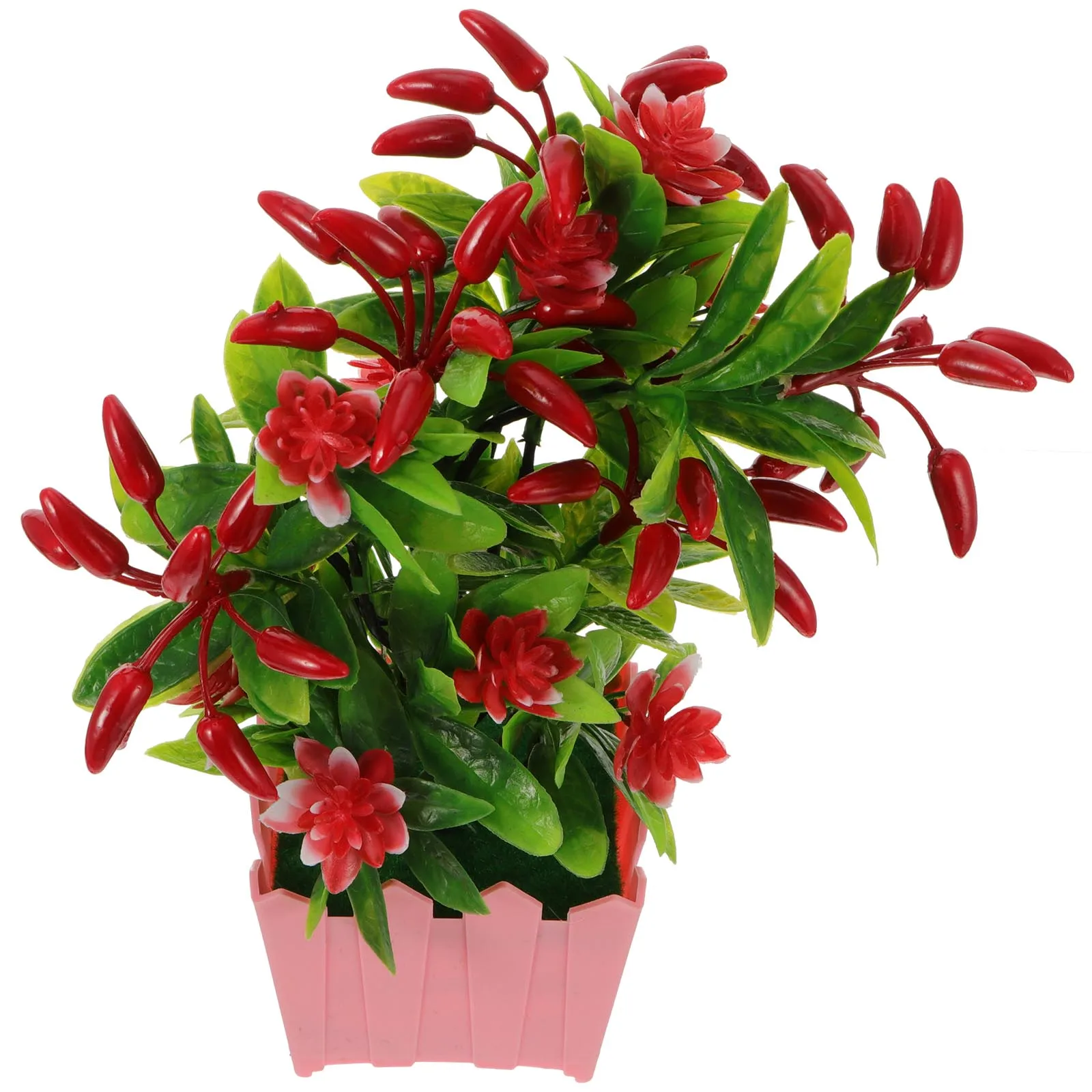 

1pc Simulation Chili Potted Ornament Bright Color Lifelike Plastic Pepper Plant Decor For Home Office Desktop Artificial Chili