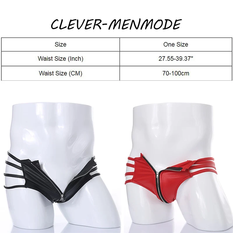 Mens Sexy Newest Red Front Zipper G-String Thongs Underwear Underpants Sexy Male Panties Bottoms Shorts Erotic Briefs