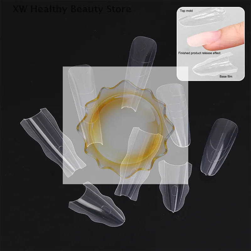 60Pcs Sandwich Nails Forms Nail Mold for Quick Nails Extension Plastic Nail Form Tools for Beginners Professionals Women
