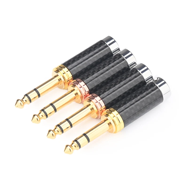 

4PCS HiFi 6.5mm Plug High Quality Carbon Fiber Gold Plated 6.5 TRS Jack Connector for Headphone Audio Cable