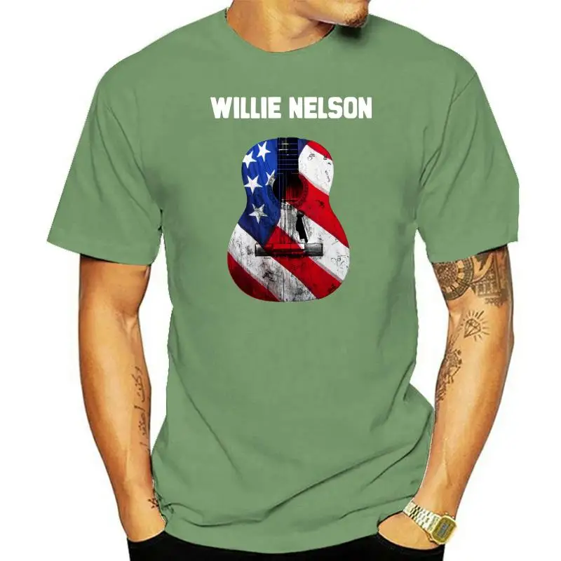 Willie Nelson Guitar Symbol Country Music Legend Mens Black T-shirt Size S-3XL