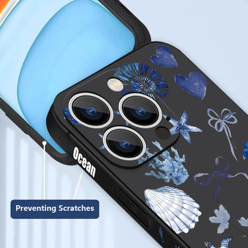 حافظة هاتف لهاتف آيفون 17 برو ماكس الأزرق فرس البحر السلاحف نمط الحبل غطاء لهاتف فوندا آيفون 16 برو ماكس 15 14 13 12 11 16e Air